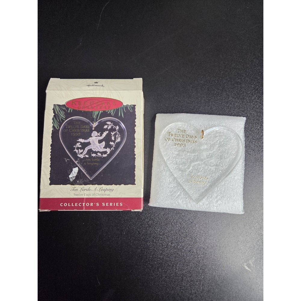 Vtg Hallmark Ornament Acrylic Heart Twelve Days of Christmas Ten Lords A Leaping